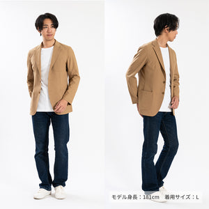 【日本製】 テーラードジャケット メンズ ビジネス カジュアル イージーケア ストレッチ ウールライクファブリック ベージュ(SJFB25-103-be)