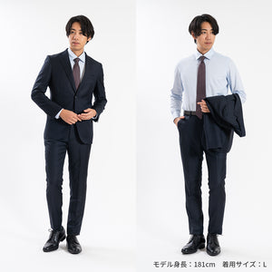 【日本製】 ビジネス ワイシャツ 長袖 メンズ 形態安定 ノンアイロン 綿100％ イージーフォーマルシャツ ネイビー(SNKN25-100-na)