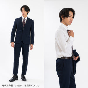 【日本製】 ビジネス ワイシャツ 長袖 メンズ 形態安定 ノンアイロン 綿100％ イージーフォーマルシャツ ネイビー(SNKN25-100-na)