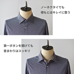 【日本製】 ビジネス ワイシャツ 長袖 メンズ 形態安定 ノンアイロン 綿100％ イージーフォーマルシャツ ネイビー(SNKN25-100-na)