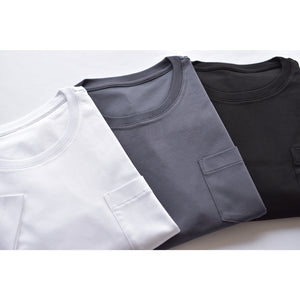 【日本製】tシャツ メンズ 半袖 スビンプラチナム クルーネック 綿100％ ポケットあり ブラック(STKJ23-040-bk)