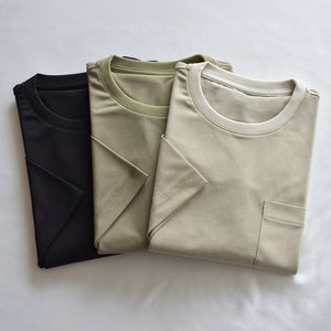 【日本製】 tシャツ メンズ 吸水速乾 通気性 ビジネスカジュアル クルーネック 無地 リネンライク ブラック(stkb26-114-bk)