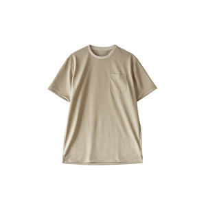 【日本製】 tシャツ メンズ 吸水速乾 通気性 ビジネスカジュアル クルーネック 無地 リネンライク ベージュ(stkb26-114-be)