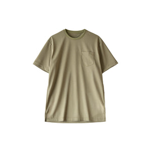 【日本製】 tシャツ メンズ 吸水速乾 通気性 ビジネスカジュアル クルーネック 無地 リネンライク カーキ(stkb26-114-kh)