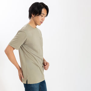 【日本製】 tシャツ メンズ 吸水速乾 通気性 ビジネスカジュアル クルーネック 無地 リネンライク ブラック(stkb26-114-bk)