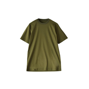 【日本製】 tシャツ メンズ 半袖 高級綿 ビジネスカジュアル クルーネック 無地  綿100％ アルビニスムース カーキ(stkb26-115-kh)