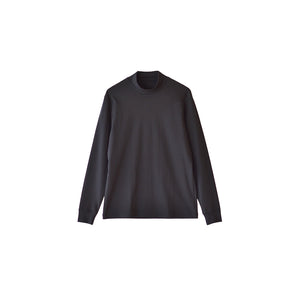 【日本製】 tシャツ メンズ 長袖 ビジネスカジュアル モックネック 無地  高級綿100％ スビンプラチナム ブラック(stkb26-126-bk)