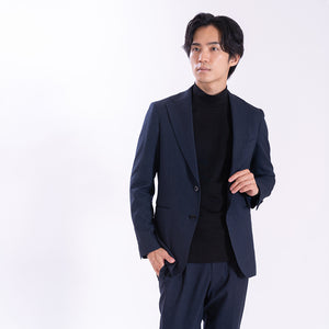 【日本製】 tシャツ メンズ 長袖 ビジネスカジュアル モックネック 無地  高級綿100％ スビンプラチナム ブラック(stkb26-126-bk)