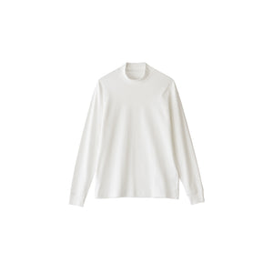 【日本製】 tシャツ メンズ 長袖 ビジネスカジュアル モックネック 無地  高級綿100％ スビンプラチナム ホワイト(stkb26-126-wh)