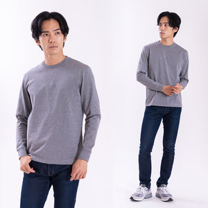 【日本製】 tシャツ メンズ 長袖 ビジネスカジュアル クルーネック 無地 綿100％ ウルティマコットン ホワイト(stkb26-127-wh)