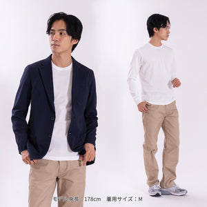【日本製】 tシャツ メンズ 長袖 ビジネスカジュアル クルーネック 無地 綿100％ ウルティマコットン ホワイト(stkb26-127-wh)