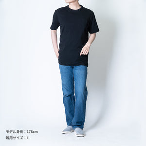 【日本製】tシャツ メンズ 半袖 スビンプラチナム クルーネック 綿100％ ポケットあり ブラック(STKJ23-040-bk)