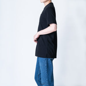 【日本製】tシャツ メンズ 半袖 スビンプラチナム クルーネック 綿100％ ポケットあり ブラック(STKJ23-040-bk)