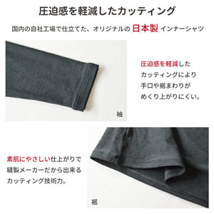 【日本製】 超極暖プレミアム インナー メンズ 長袖 Vネック 裏起毛 あたたかい 保温 ストレッチ ブラック(WCPM-02-bk)