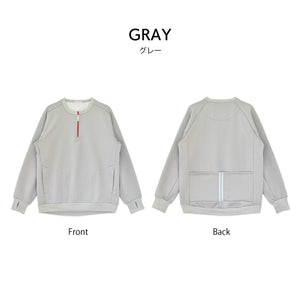 【日本製】 サイクリング プルオーバー メンズ 裏起毛フリース 暖かい 軽い ハーフジップ セットアップ 無地 グレー(YMT-004-gr)