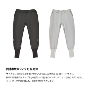 【日本製】 サイクリング プルオーバー メンズ 裏起毛フリース 暖かい 軽い ハーフジップ セットアップ 無地 グレー(YMT-004-gr)